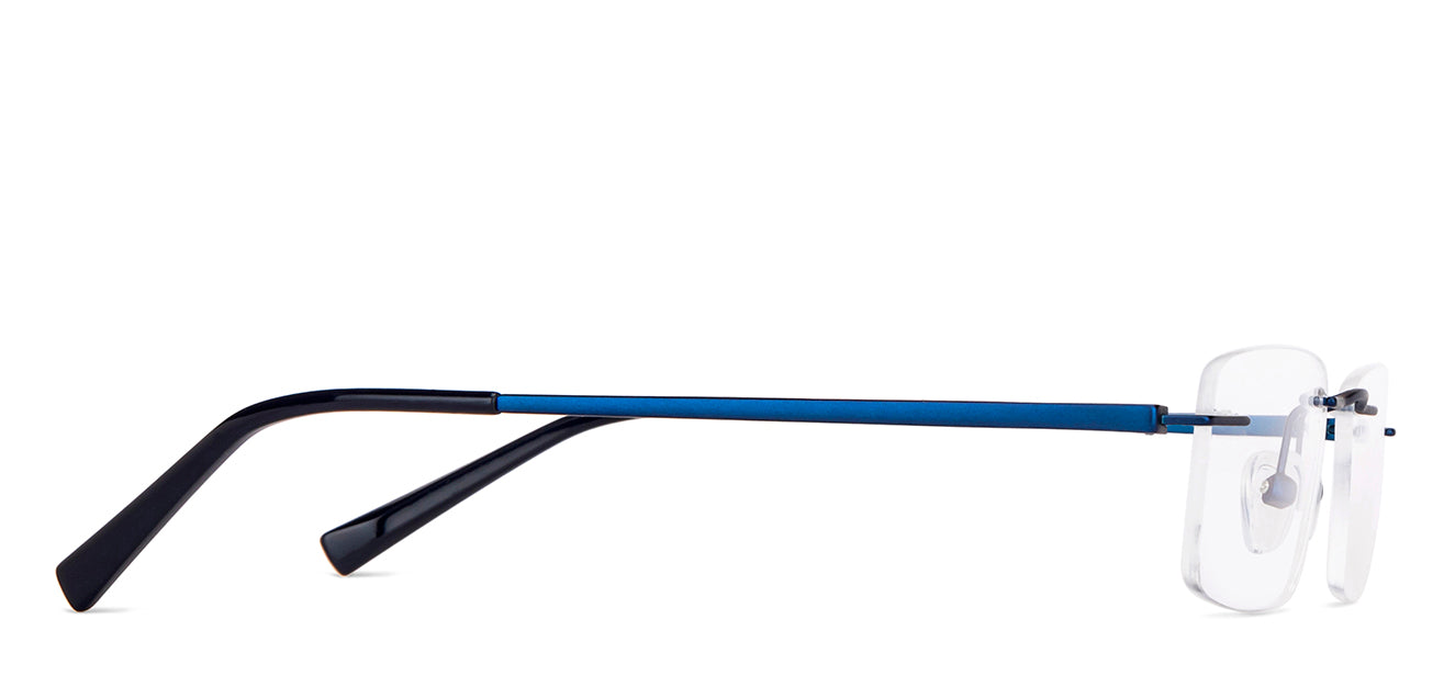 Blue Rectangle Rimless Unisex Eyeglasses by Vincent Chase-146981