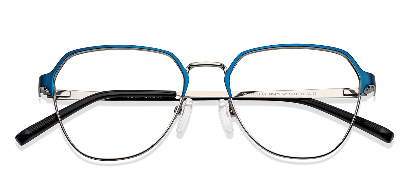 Blue Geometric Full Rim Unisex Eyeglasses by Vincent Chase-148475