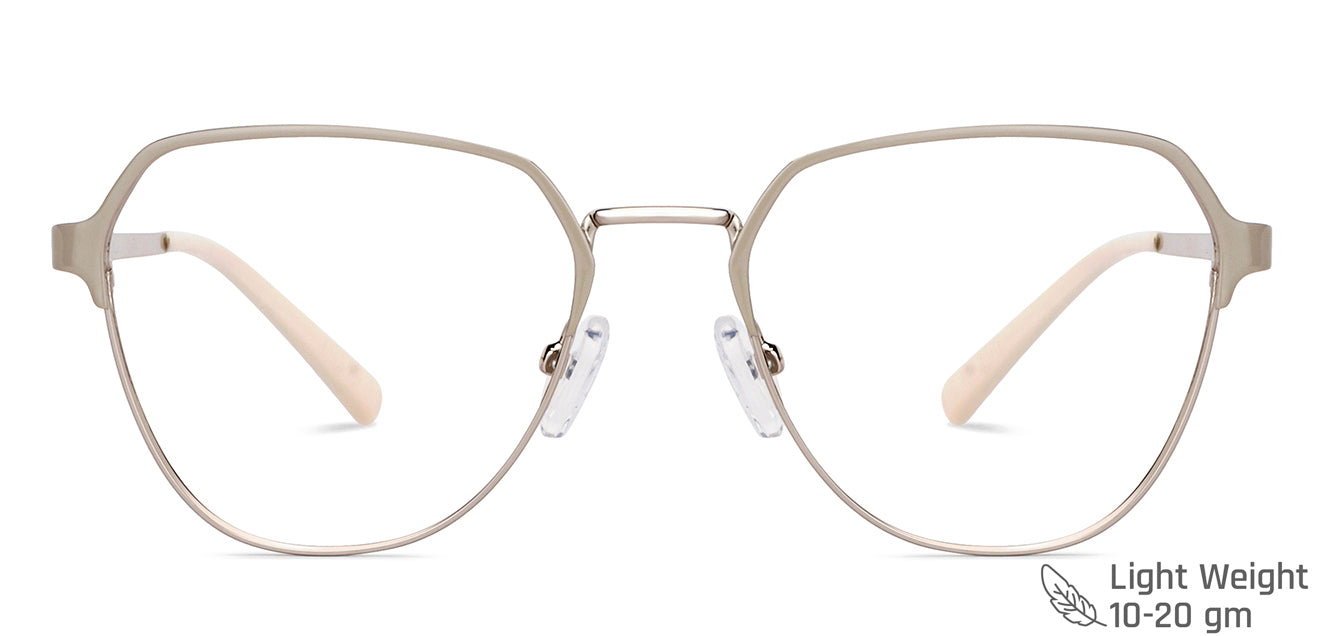 Beige Geometric Full Rim Unisex Eyeglasses by Vincent Chase-148476