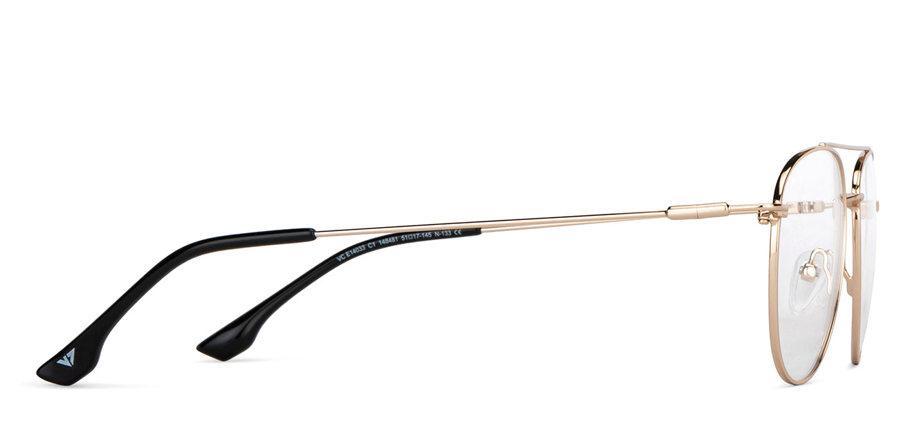 Gold Aviator Full Rim Unisex Eyeglasses by Vincent Chase-148481