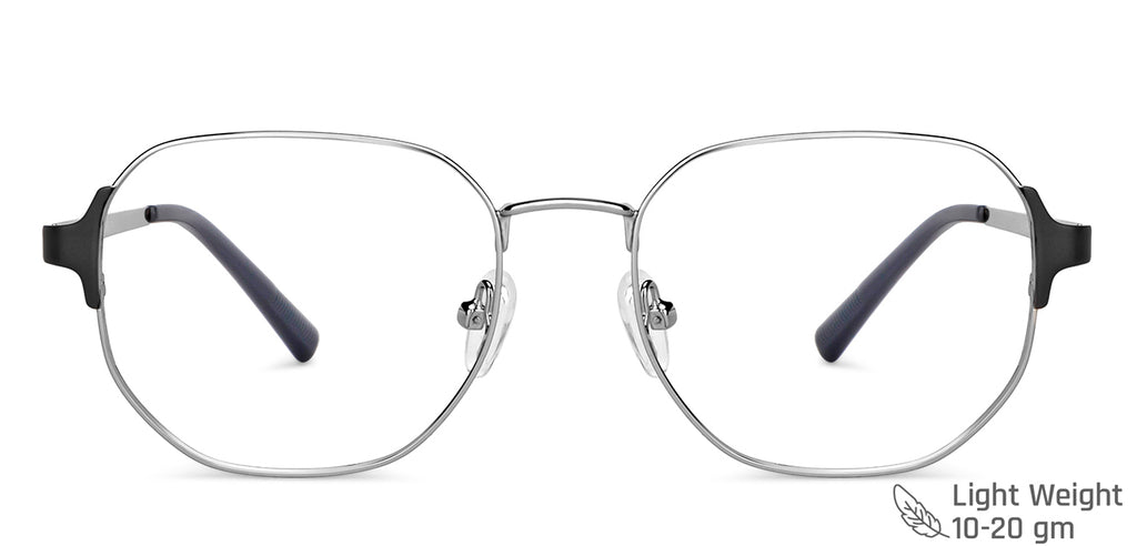 Silver Geometric Full Rim Unisex Eyeglasses by Vincent Chase-148491