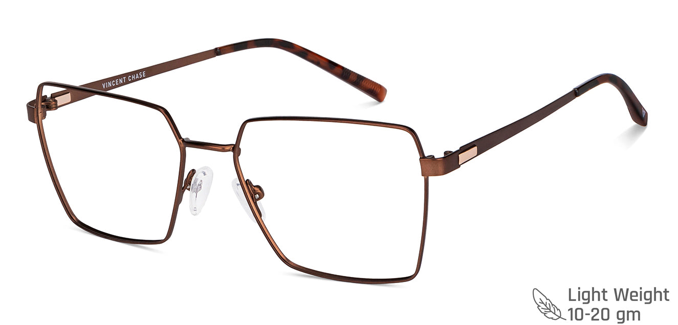 Brown Geometric Full Rim Unisex Eyeglasses by Vincent Chase-148498