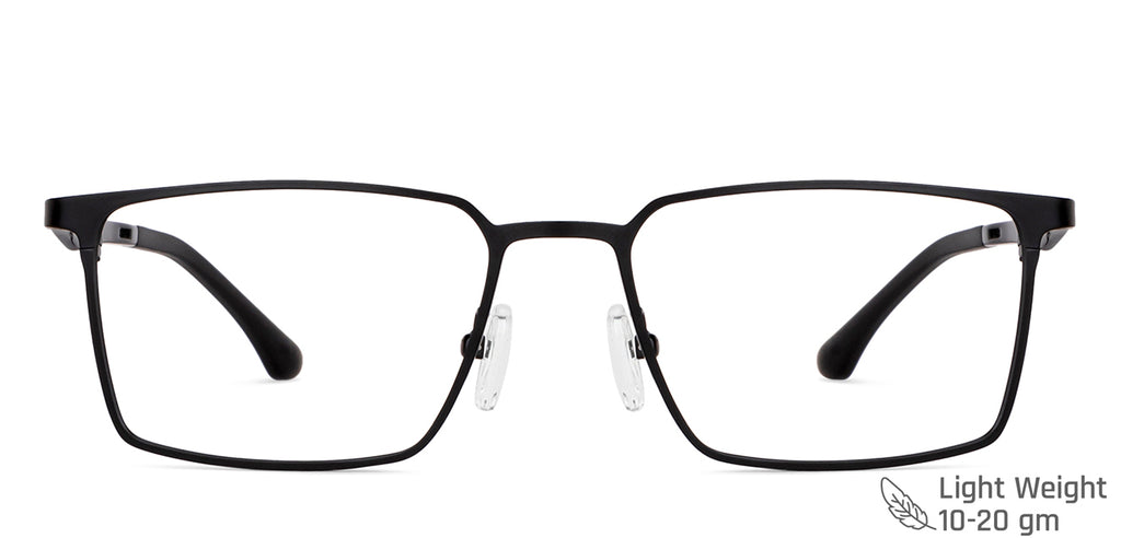 Black Rectangle Full Rim Unisex Eyeglasses by Vincent Chase-148524