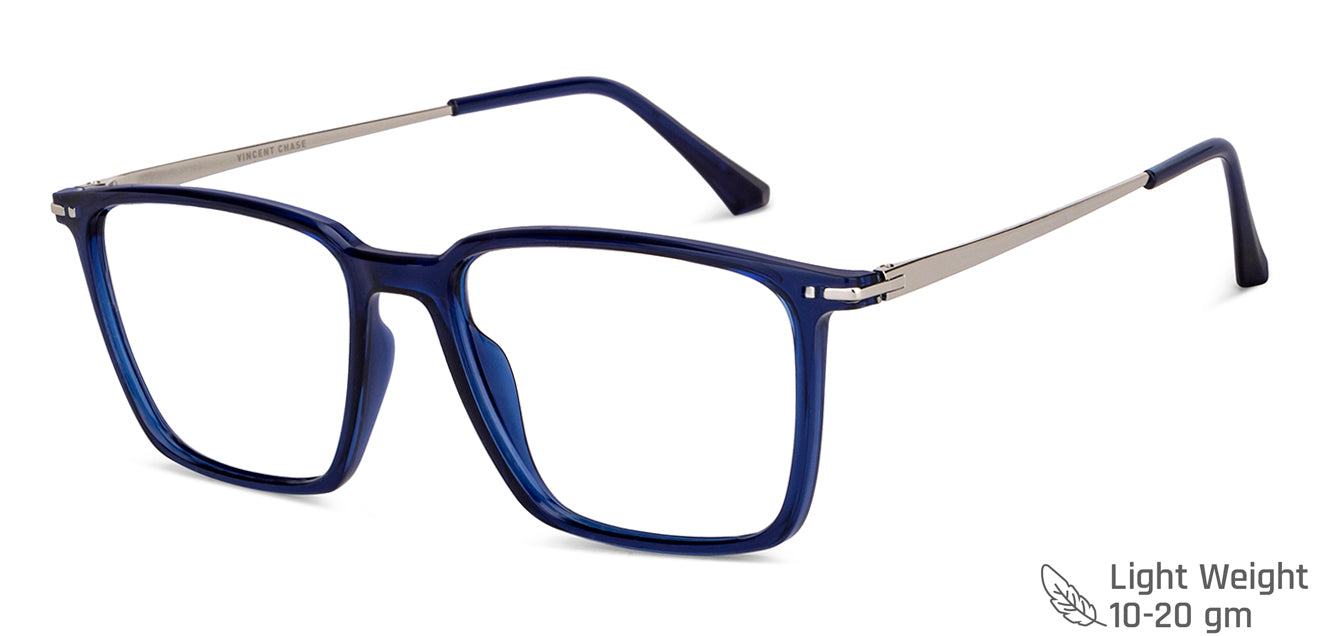 Blue Rectangle Full Rim Unisex Eyeglasses by Vincent Chase-149474