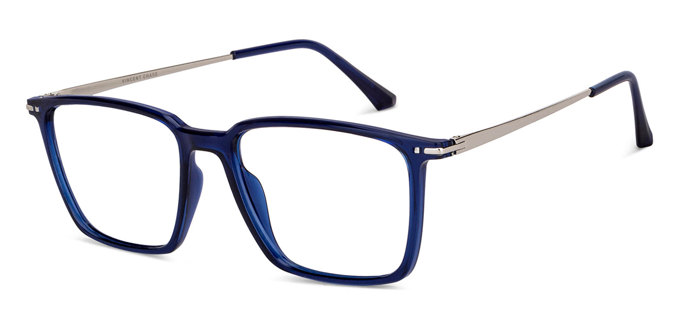 Blue Rectangle Full Rim Unisex Eyeglasses by Vincent Chase-149474