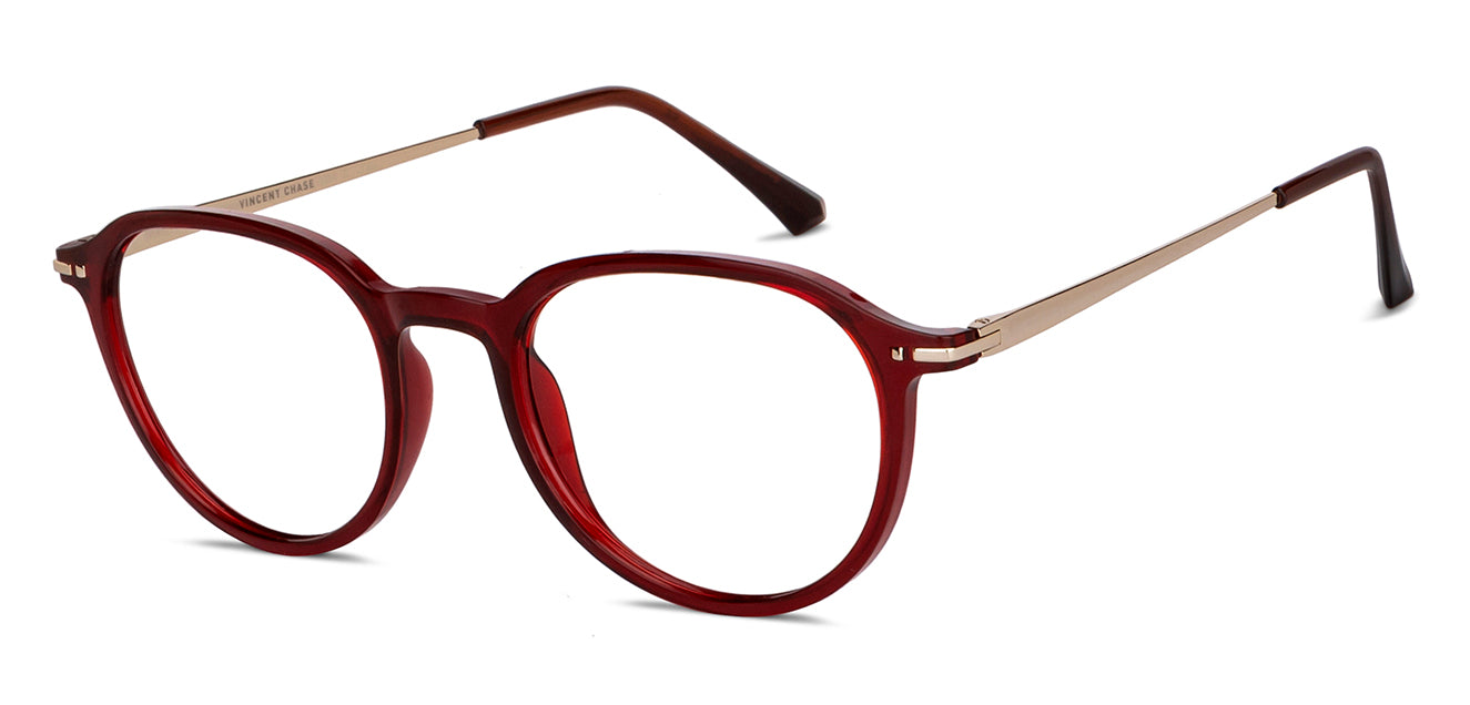 Red Round Full Rim Unisex Eyeglasses by Vincent Chase-149484