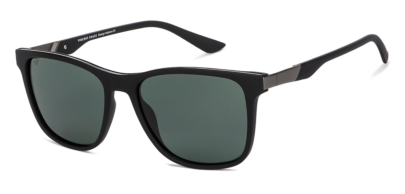 Black Wayfarer Full Rim Unisex Sunglasses by Vincent Chase Polarized-146992