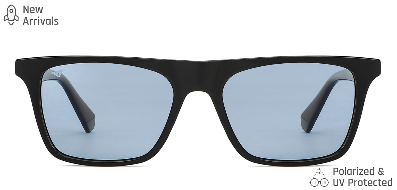 Black Wayfarer Full Rim Extra Wide Unisex Sunglasses by Vincent Chase Polarized-148032