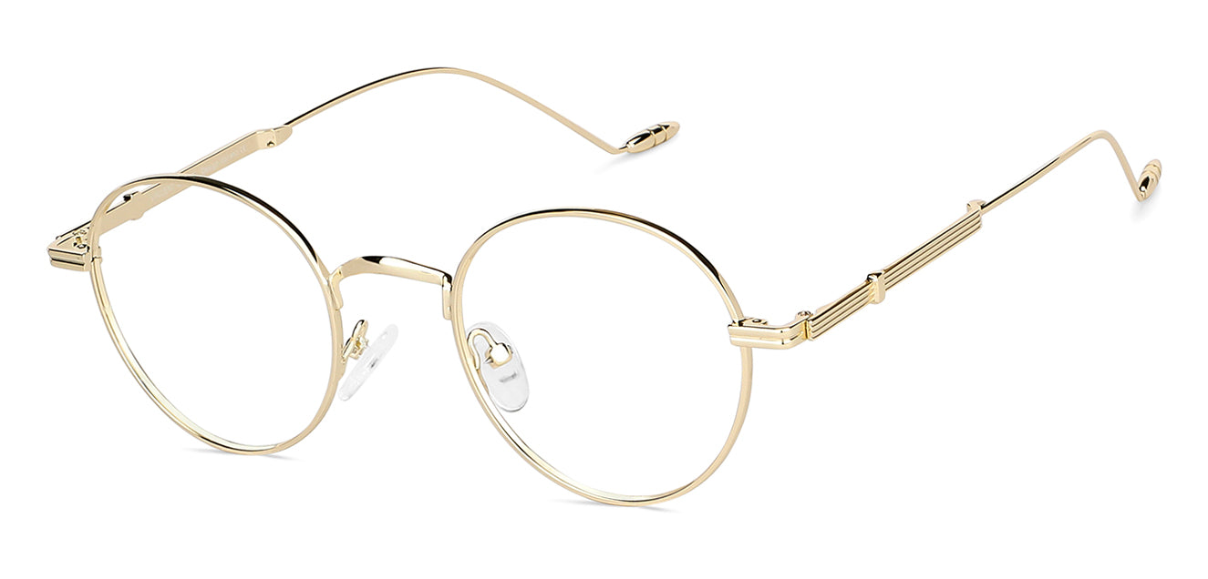 Gold Round Full Rim Unisex Eyeglasses by Vincent Chase-148560