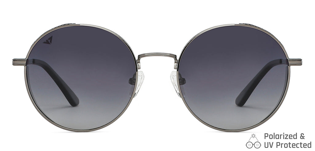 Grey Round Full Rim Unisex Sunglasses by Vincent Chase Polarized-148564