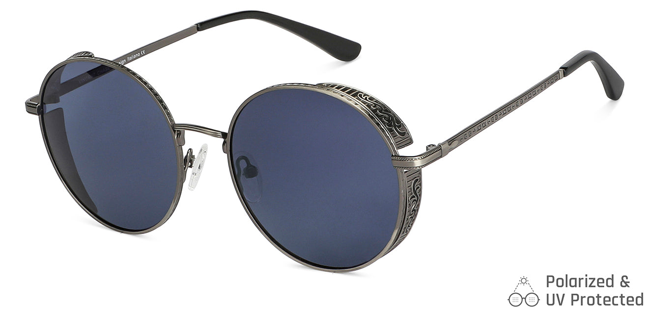 Grey Round Full Rim Unisex Sunglasses by Vincent Chase Polarized-148566