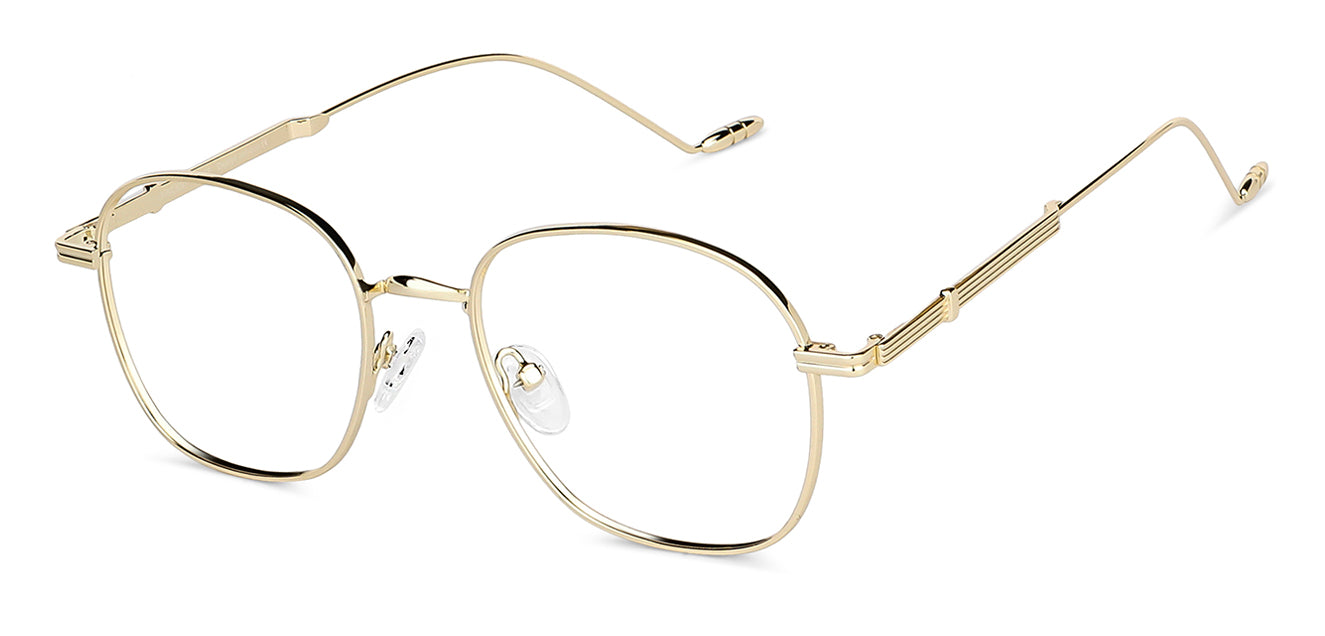 Gold Square Full Rim Unisex Eyeglasses by Vincent Chase-148573