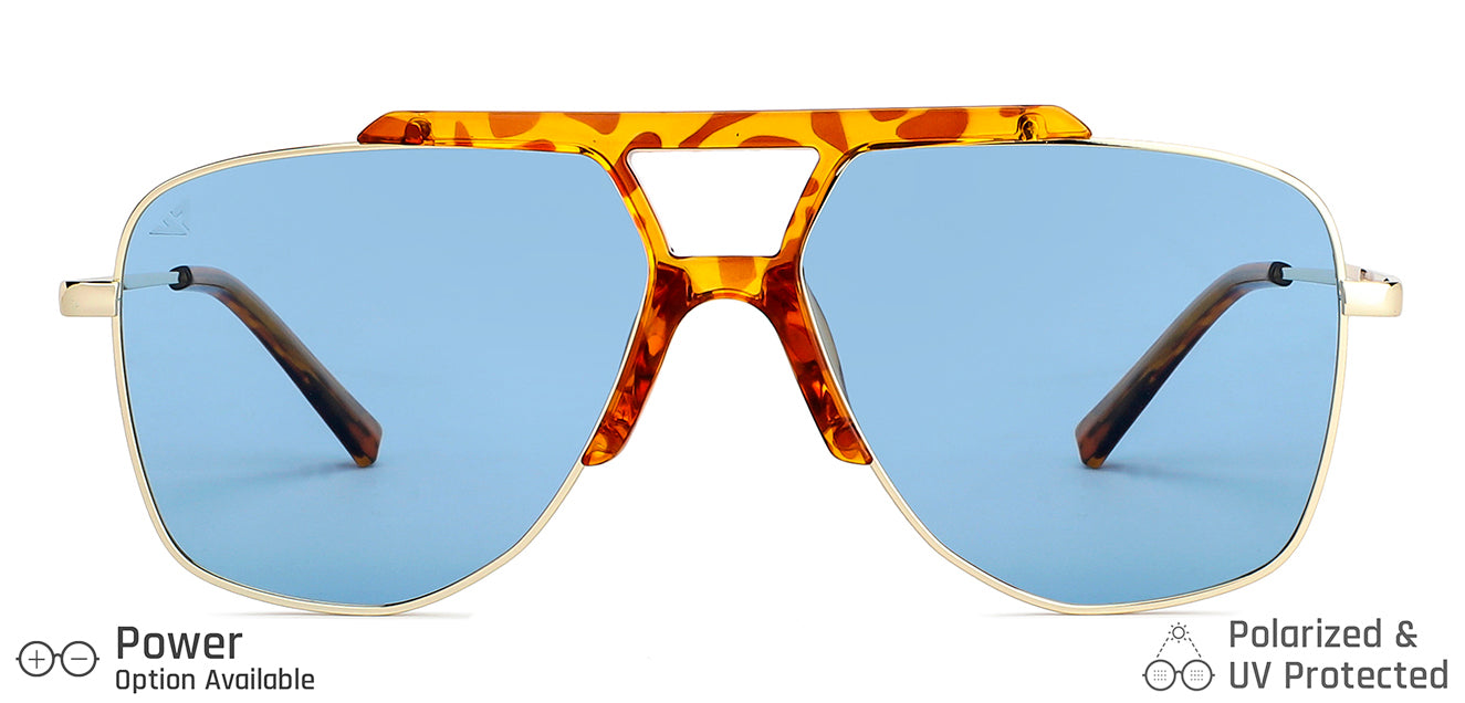 Gold Aviator Full Rim Unisex Sunglasses by Vincent Chase Polarized-148585