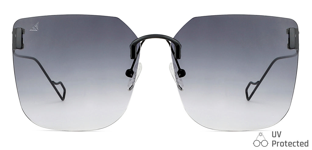Black Square Rimless Unisex Sunglasses by Vincent Chase-148588