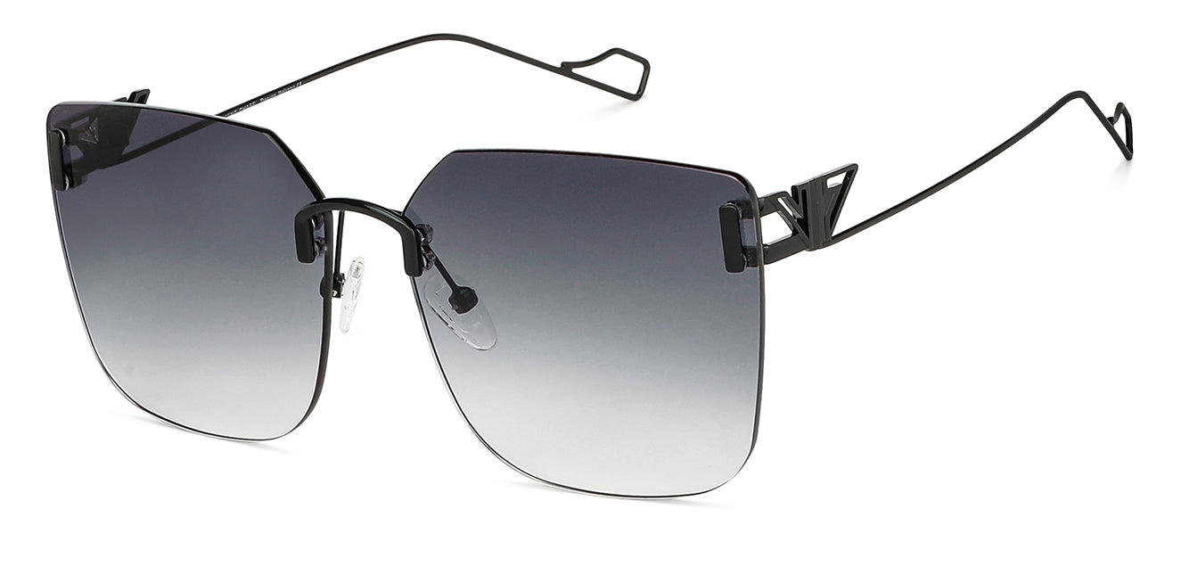 Black Square Rimless Unisex Sunglasses by Vincent Chase-148588