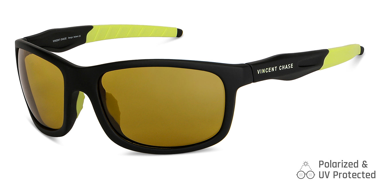 Black Sports Full Rim Unisex Sunglasses by Vincent Chase Polarized-149107