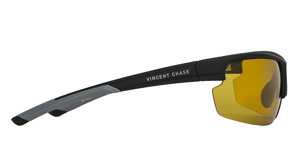 Black Sports Half Rim Unisex Sunglasses by Vincent Chase Polarized-149109