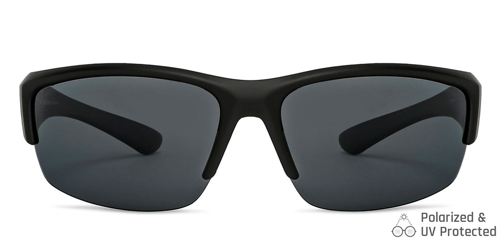 Black Sports Half Rim Unisex Sunglasses by Vincent Chase Polarized-149117
