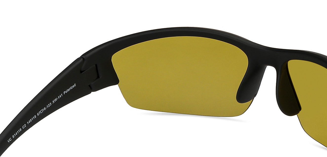 Black Sports Half Rim Unisex Sunglasses by Vincent Chase Polarized-149118