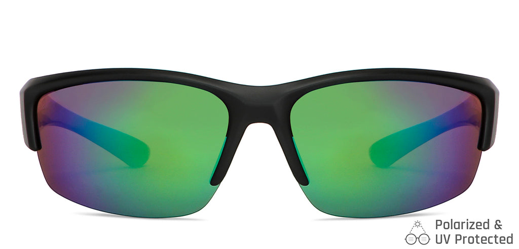 Black Sports Half Rim Unisex Sunglasses by Vincent Chase Polarized-149119