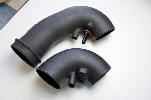 Steeda intake bend radius compared to competitor