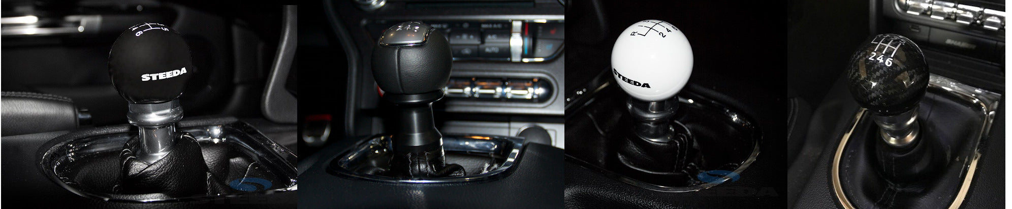Steeda Ford MUstang Interior shifter upgrades, knobs and shifter collars