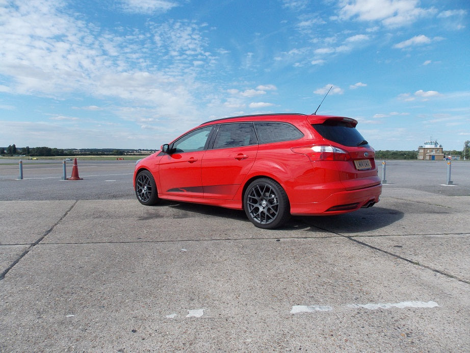 Steeda Focus ST on track at North Weald Airfield for testing