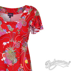 Breastfeeding Dress - Retro Red Floral Va Va Voom