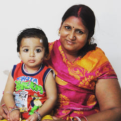 Kanta embroiderer and her son in Jodhpur Rajasthan