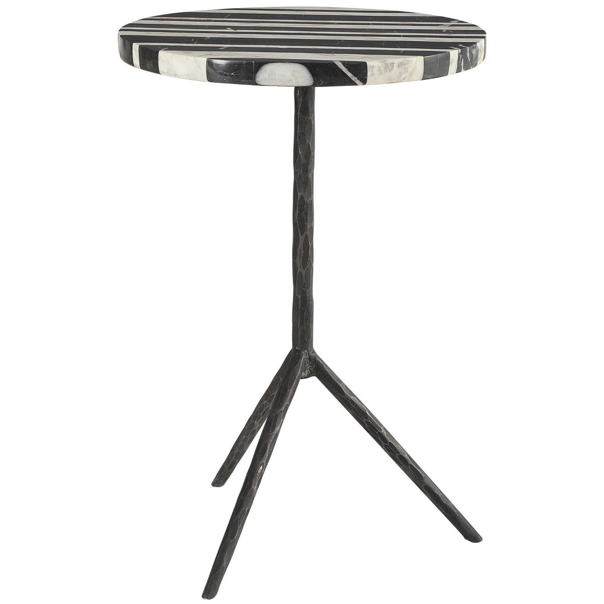 black and white striped end table