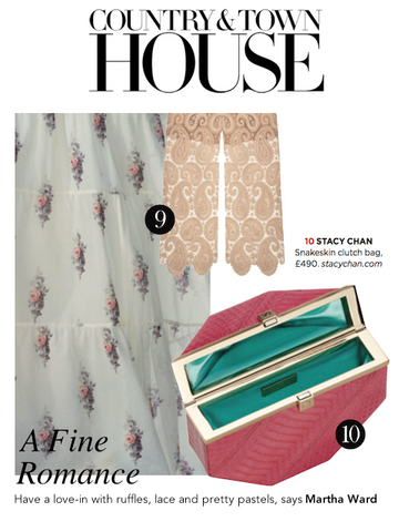 Country & Townhouse Magazine with Pink Snakeskin Octagonal Clutch Bag