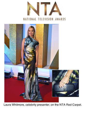 Celebrity Presenter Laura Whitmore Carrying Stacy Chan Sophie Clutch Bag on NTA Red Carpet 