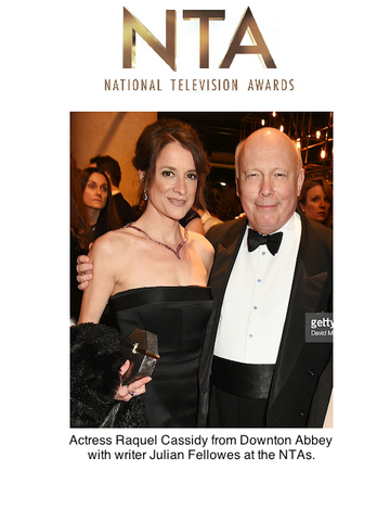Actress Raquel Cassidy from Downton Abbey at NTAs carrying Stacy Chan Imogen Clutch Bag