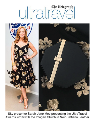 The Telegraph UltraTravel Awards Sarah-Jane Mee with Black Octagonal Clutch Bag