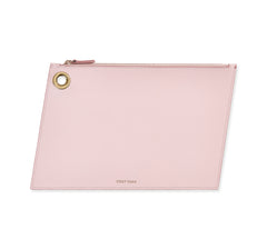 Large Pink Leather Pouch - Designer Stacy Chan