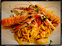 Fresh Tagliatelle with Scampi and Tomatoes
