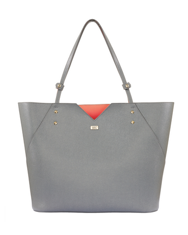Grey Italian Leather Tote Bag Designer Stacy Chan