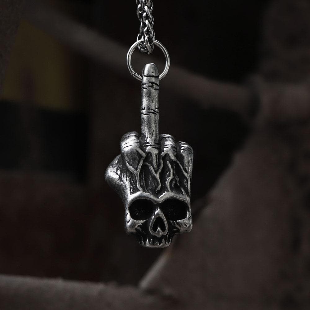 Retro Mens Women Stainless Steel Gothic Silver Skull Pendant Chain Necklace