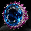 Blue Topaz, Pink Ruby + Pink Sapphire Ring (14 carats)