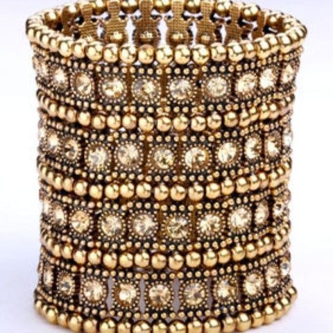 6 Row Stretchy Cuff-Gold Plated Metal with