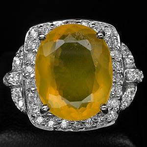 6ct Yellow Opal + White Sapphire Ring