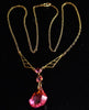 Delicate Perfection - Pink Glass + Gold Antique Necklace
