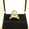 Silver Pearl & White Topaz Silver Ribbon Ring