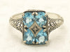 Vintage Aquamarine + Diamond Ring - Size 5.75