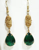 Art Nouveau Green Rhinestone Earrings - 2"