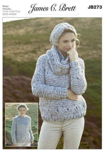 James C. Brett Patterns James C. Brett Rustic Mega Chunky - Sweater, Snood and Hat (JB273) 5055559604679