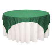 72 inch Square Crinkle Taffeta Table Overlay Hunter Green