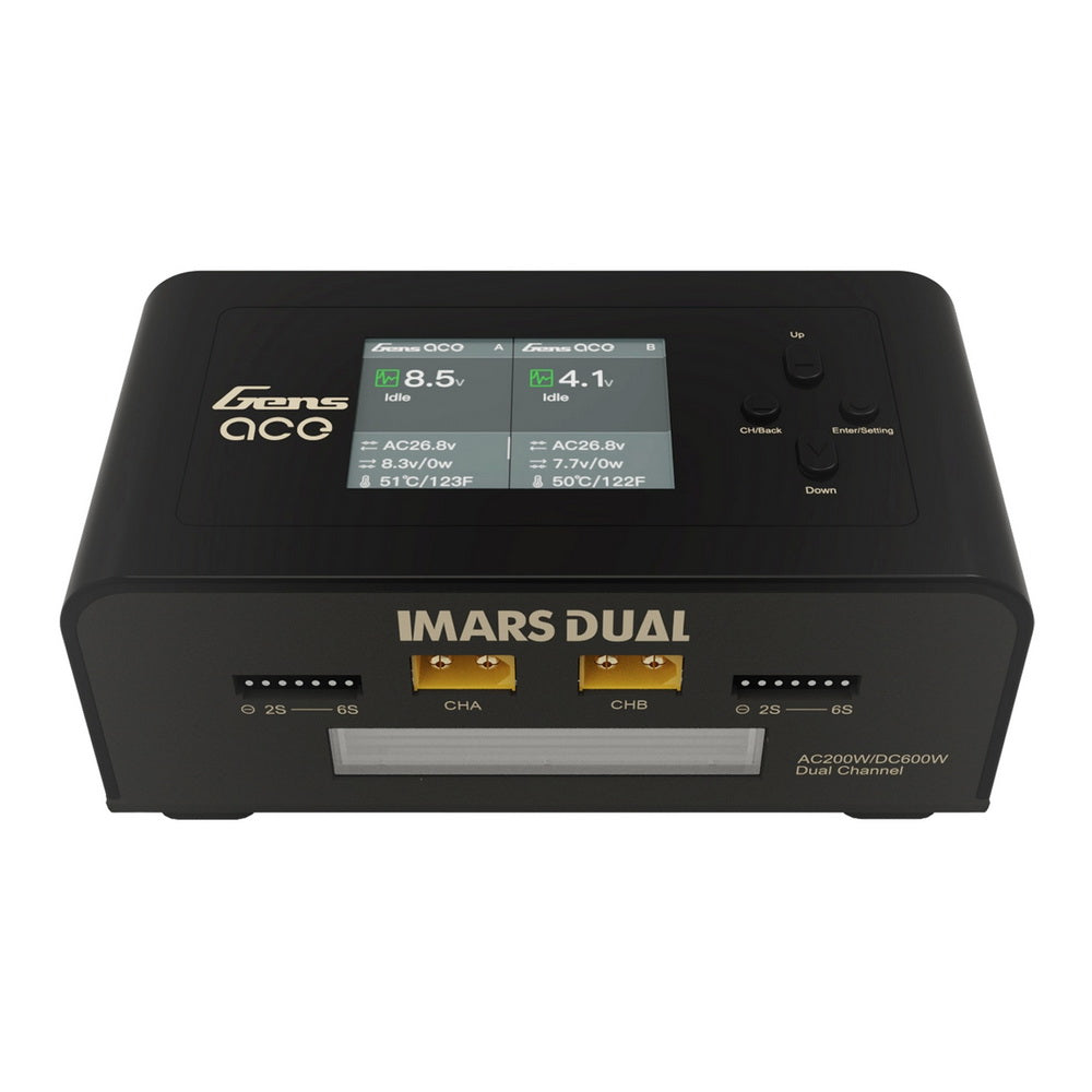 Двухканальное зарядное устройство Gens Ace IMARS DUAL Black 600Вт/200Вт