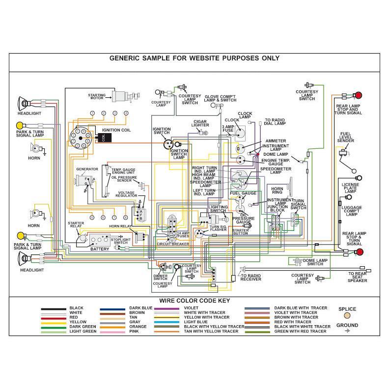 1969 69 Chevy Biscayne Impala Full Color Laminated Wiring Diagram 11" X 17" 