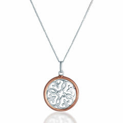 Silver and rose gold filigree pendant